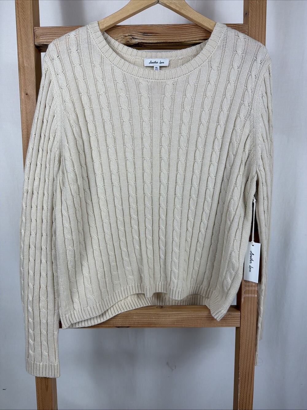 NWT Dear John Another Love Tan Cable Knit Long Sleeves Sweater #1178 Size XL